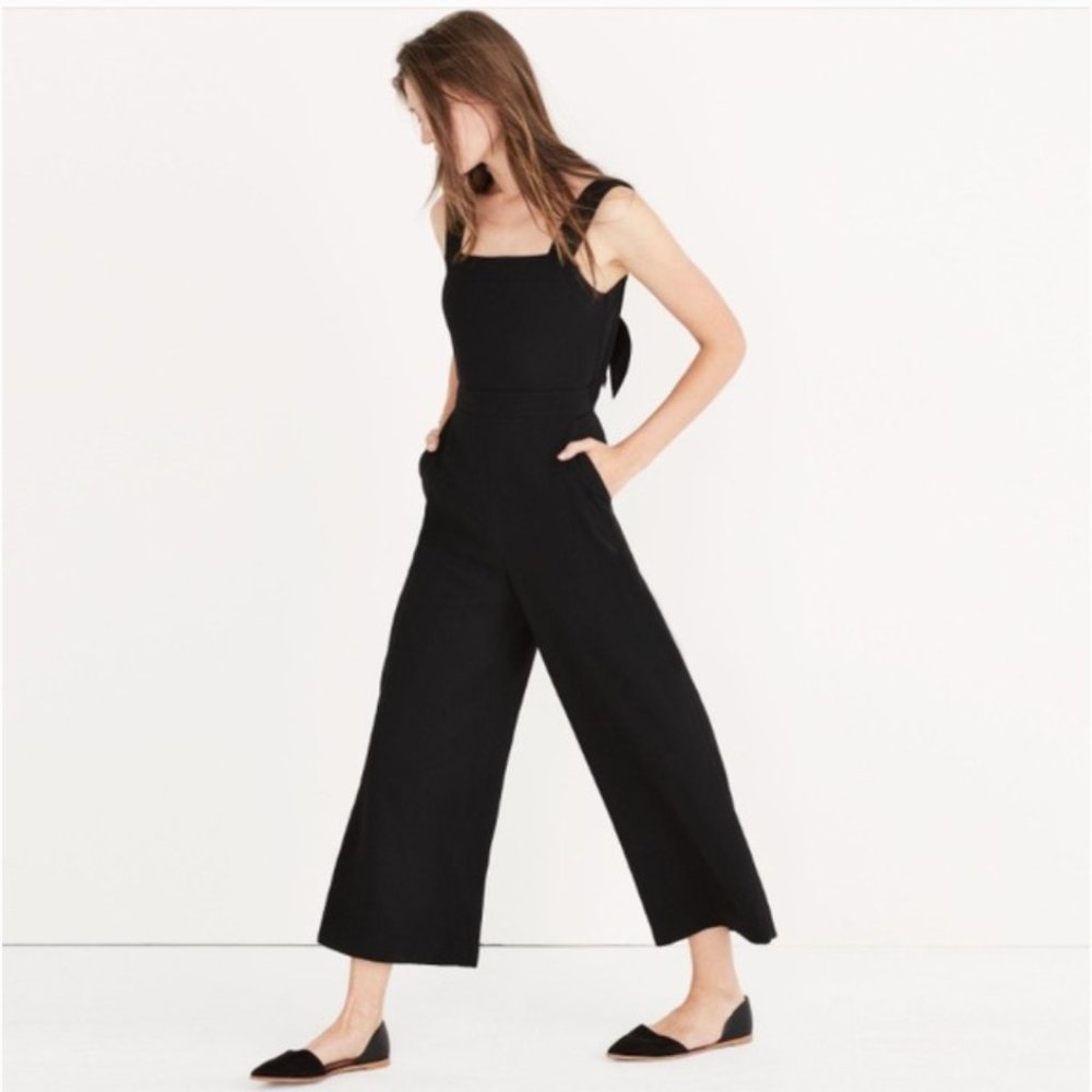 Madewell Apron-Bow Back Jumpsuit - Black